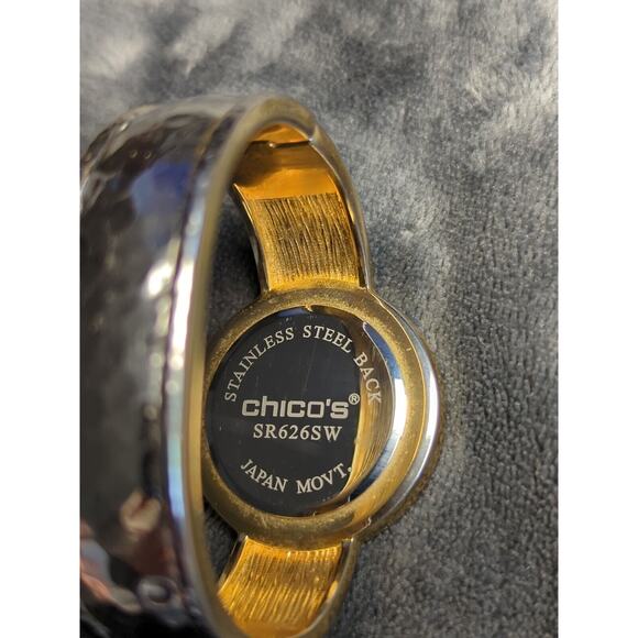 Chico's Lady Dual Tone Blue Cuff Bangle Analog Quartz Watch~w/battery - Picture 7 of 8